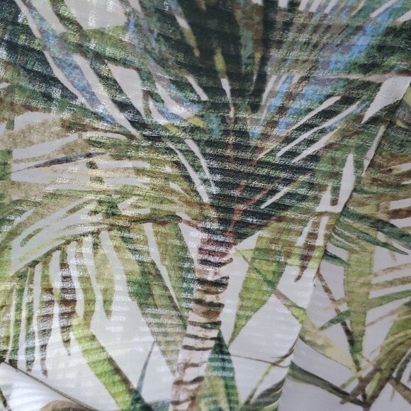 JUST TAYLOR PALM BAMBOO MAXIDRESS GREEN CREAM SIZE 8 EMPIRE WAIST FLUTTER SLEEVE - Picture 6 of 15